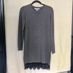 BCBGeneration Gray Sweater Dress with Lace